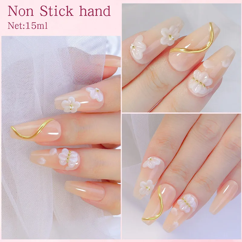 15ML Solid Non Stick Hand Extension Gel Nail Polish -Pink/White/Clear Extension Gel for Mnicure Carving Nail Art Emboss Hard Gel thumbnail 6