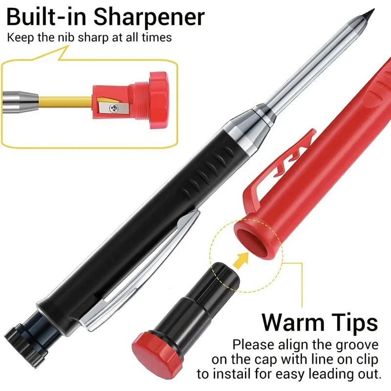Woodworking Mechanical Pencil Set, Deep Hole Marking and Drawing, 2.8mm Reliable and Durable Lead, for Carpenters Engineering thumbnail 3