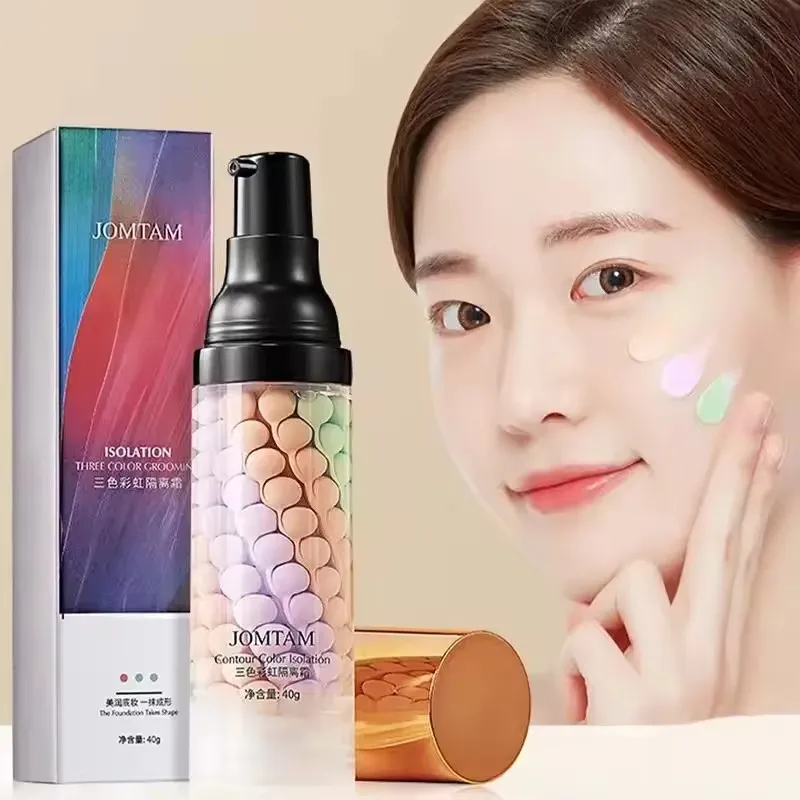 Face Makeup Primer Tri-color Cream Contour Color Isolation Waterproof Makeup Foundation Natural Makeup Base Cream 40g thumbnail 6