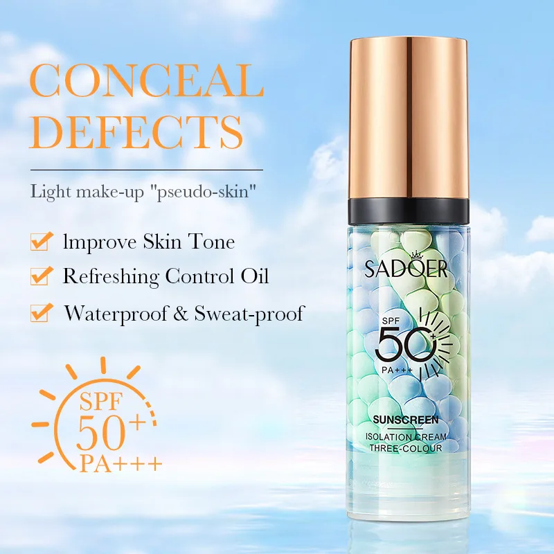 Face Makeup Primer Tri-color Cream Contour Color Isolation Waterproof Makeup Foundation Natural Makeup Base Cream 40g thumbnail 5