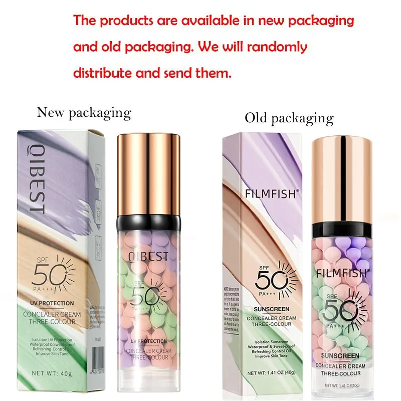Face Makeup Primer Tri-color Cream Contour Color Isolation Waterproof Makeup Foundation Natural Makeup Base Cream 40g thumbnail 3