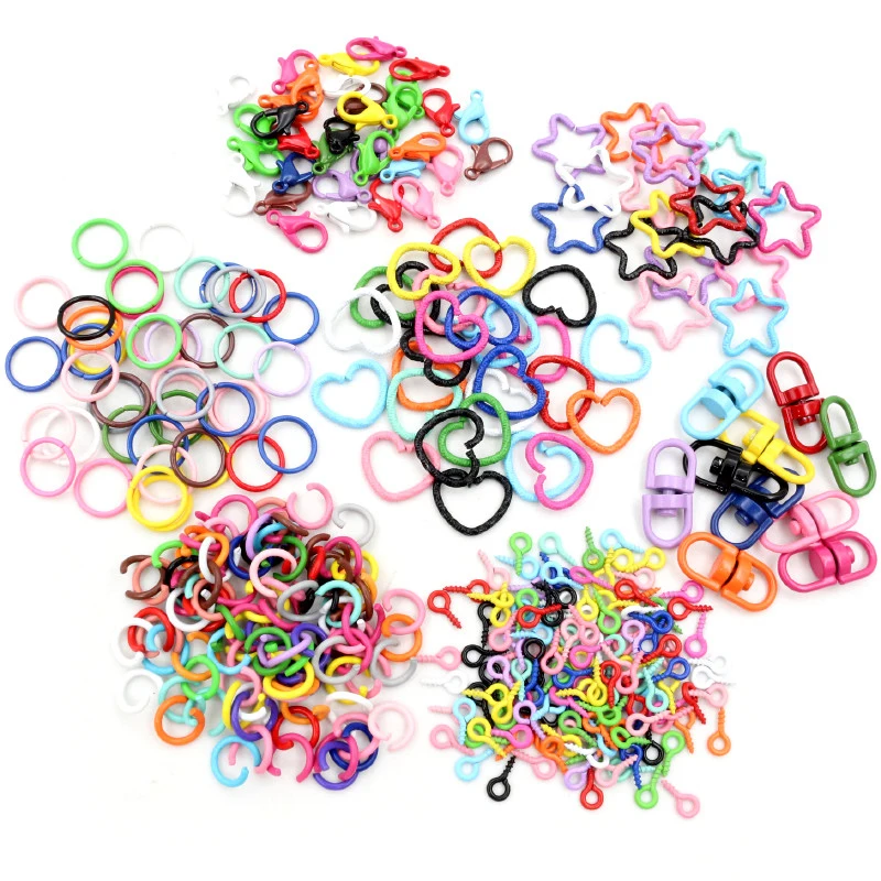 Colorful Mixed Alloy Split Jump Rings Lobster Clasp Eyelets Screw Pins Keychain DIY Jewelry Making Accessories Supplies thumbnail 3