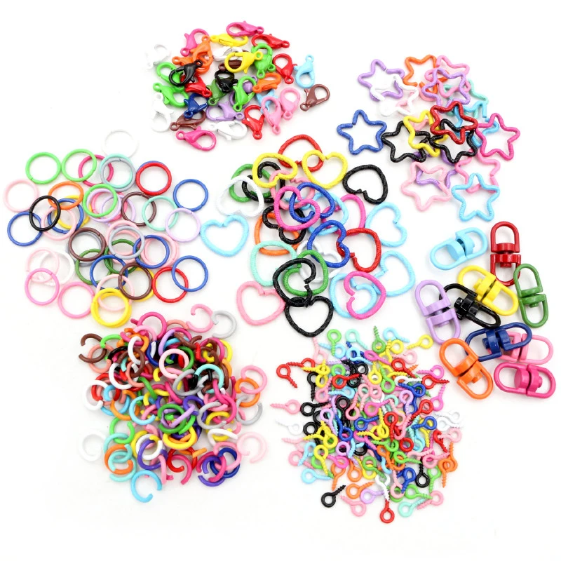 Colorful Mixed Alloy Split Jump Rings Lobster Clasp Eyelets Screw Pins Keychain DIY Jewelry Making Accessories Supplies thumbnail 2
