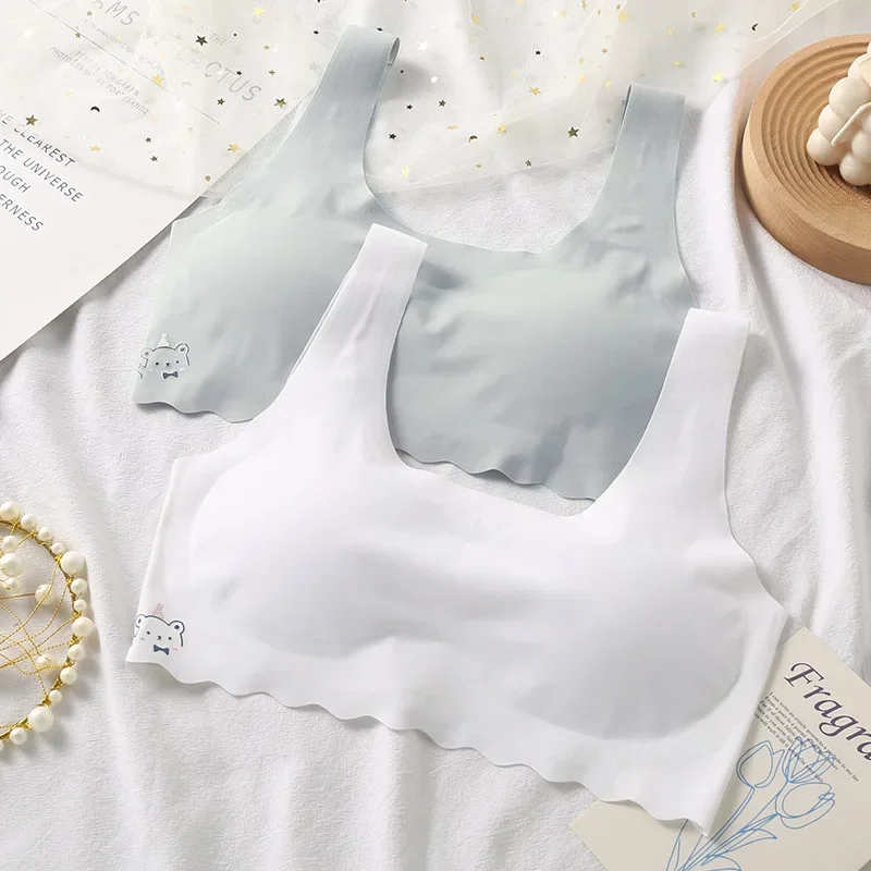 2024 Summer New Girl Development Period Seamless Children's Tube  Underwear  Vest White/Pink 1 PCS a Lot thumbnail 2