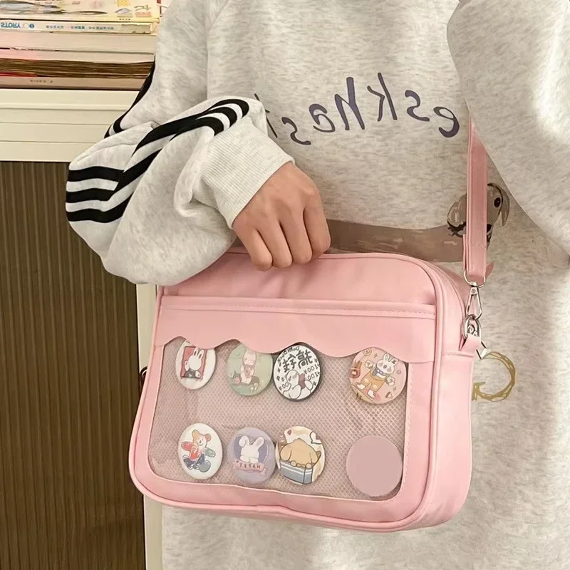 Japanese Harajuku Ita Bag for Women PU Transparent Pocket Itabag High School Girls Uniform JK Crossbody Shoulder Bag Handbags thumbnail 2