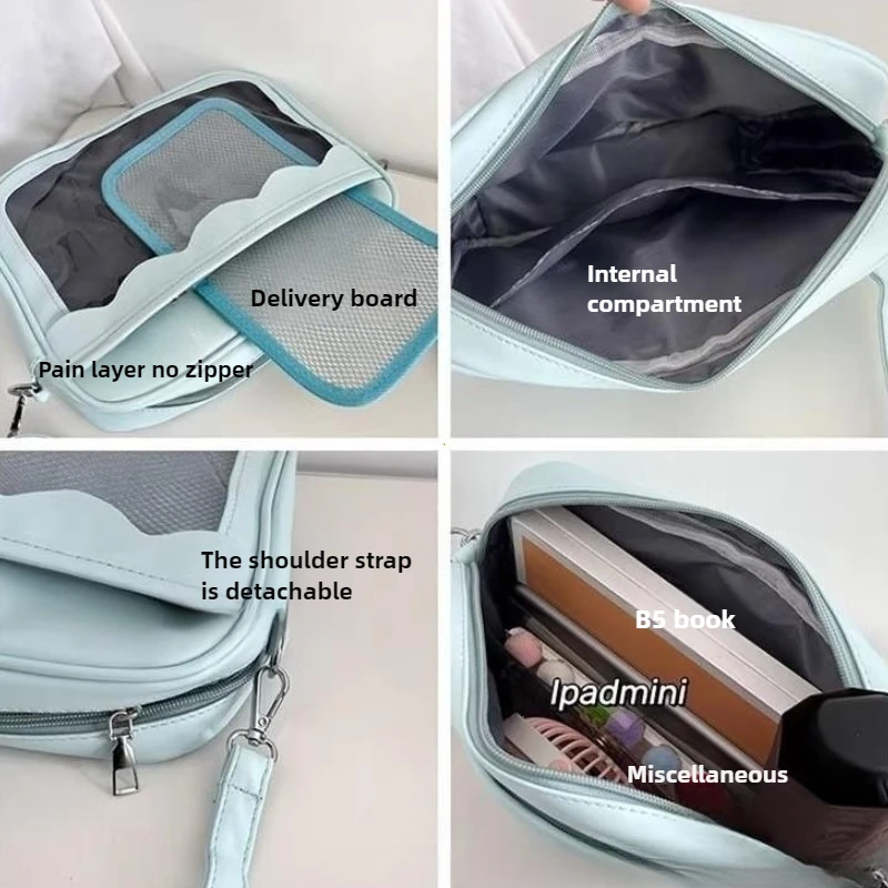 Japanese Harajuku Ita Bag for Women PU Transparent Pocket Itabag High School Girls Uniform JK Crossbody Shoulder Bag Handbags thumbnail 6