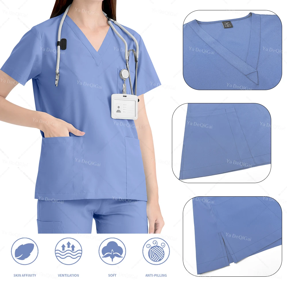 Pink Clinical Uniform Woman Pharmacy Workwear Nurse Uniform Hospital Doctor Oral Dental Surgery Uniforms Medical Scrubs Sets New thumbnail 3