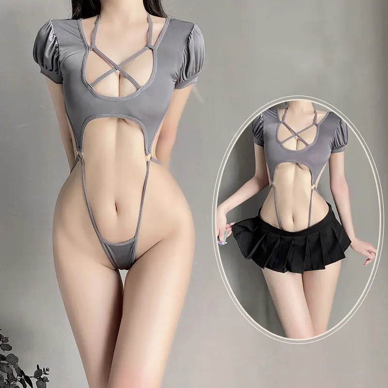 Hollow Out Womens Cosplay Costume Sexy Clothes Adult Lingerie Sexy Costumes Naughty Underwear Anime One Piece Bodysuit Thong Bra thumbnail 2