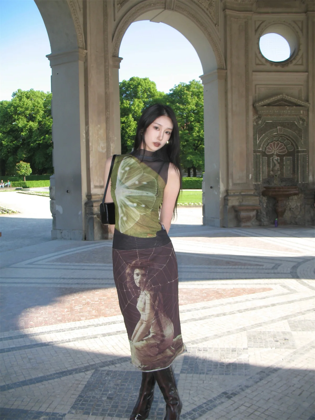 Genayooa Y2k Mesh Tops Sleeveless Tshirts Patchwork Tank Tops Korean Fashion Grunge Aesthetics See Through Summer Tops Tanks thumbnail 4