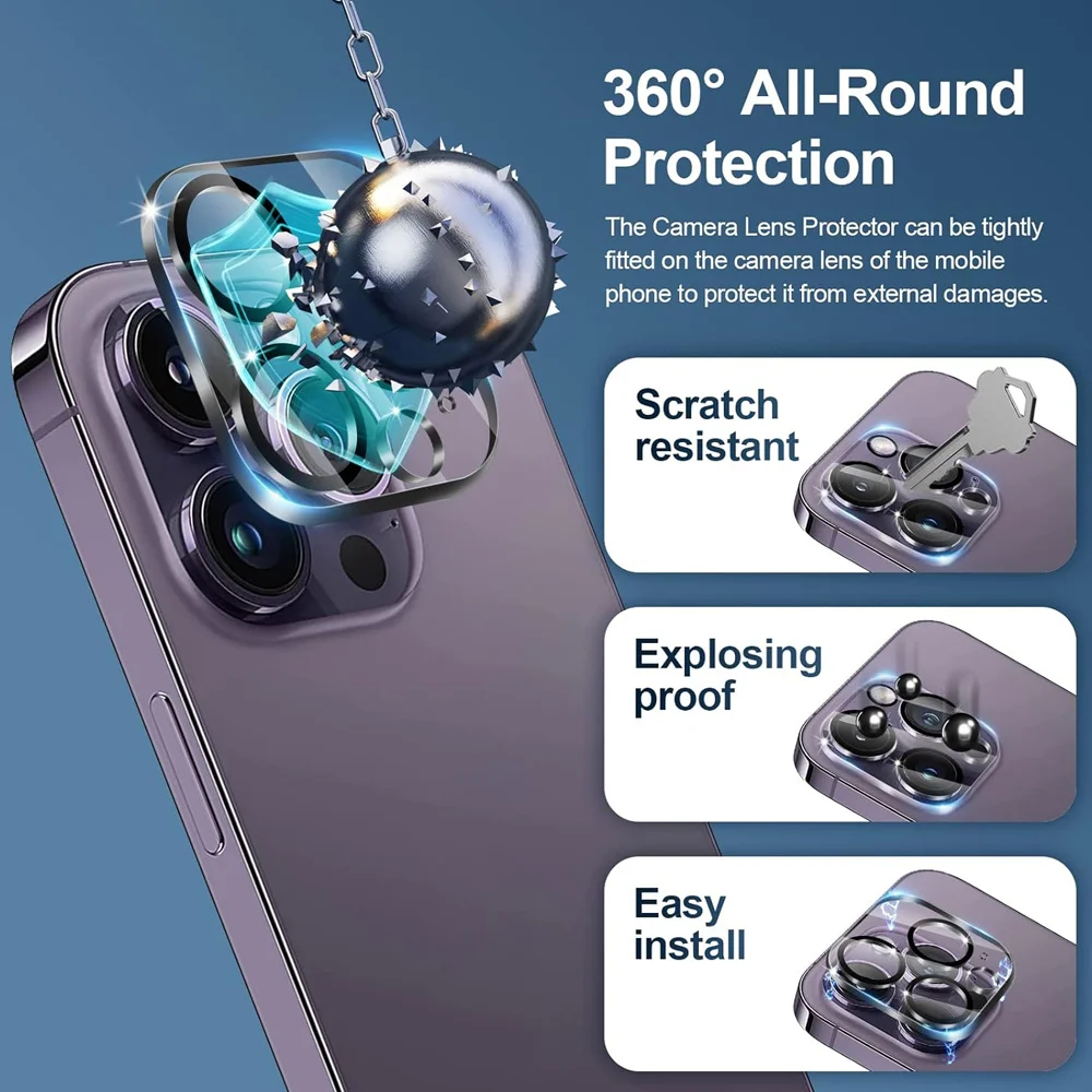 HD Screen Protection For iPhone 16 15 17 14 13 12 11 Pro Max Tempered Glass iPhone15 Pro Camera Lens Film iPhone16 Plus 13 Mini thumbnail 3