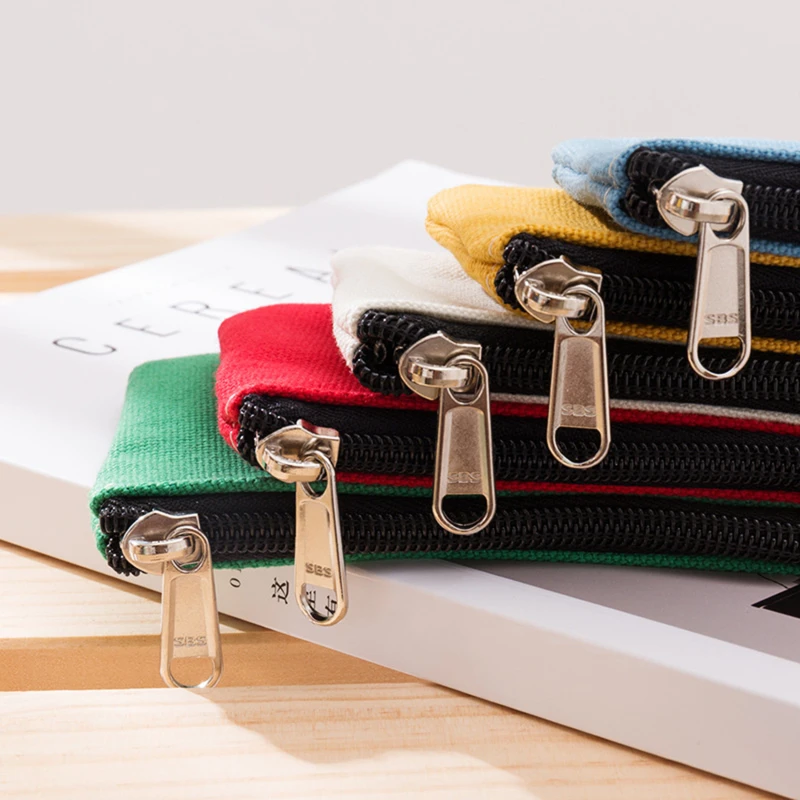 DIY Plain Canvas Cotton Bag Pure Zipper Coin Key Bag Money Pocket Women Men Hand-held Coin Purse Small Wallet Kid thumbnail 3