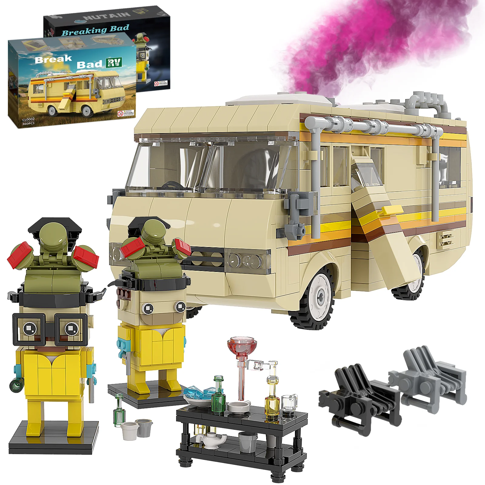 Classic Breaking Bad RV White and Pink Characters Model 3-in-1 Movie Protagonist Building Blocks Toy for Kids Adults thumbnail 6