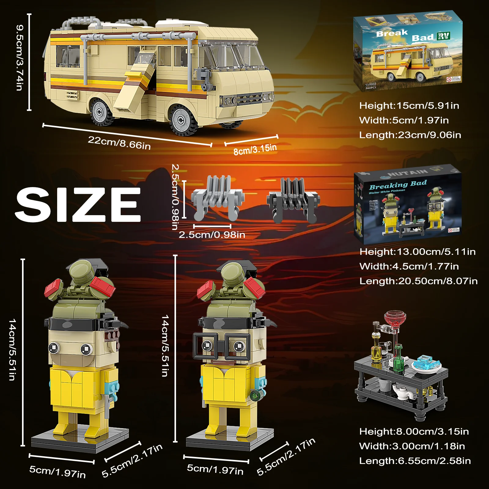 Classic Breaking Bad RV White and Pink Characters Model 3-in-1 Movie Protagonist Building Blocks Toy for Kids Adults thumbnail 2