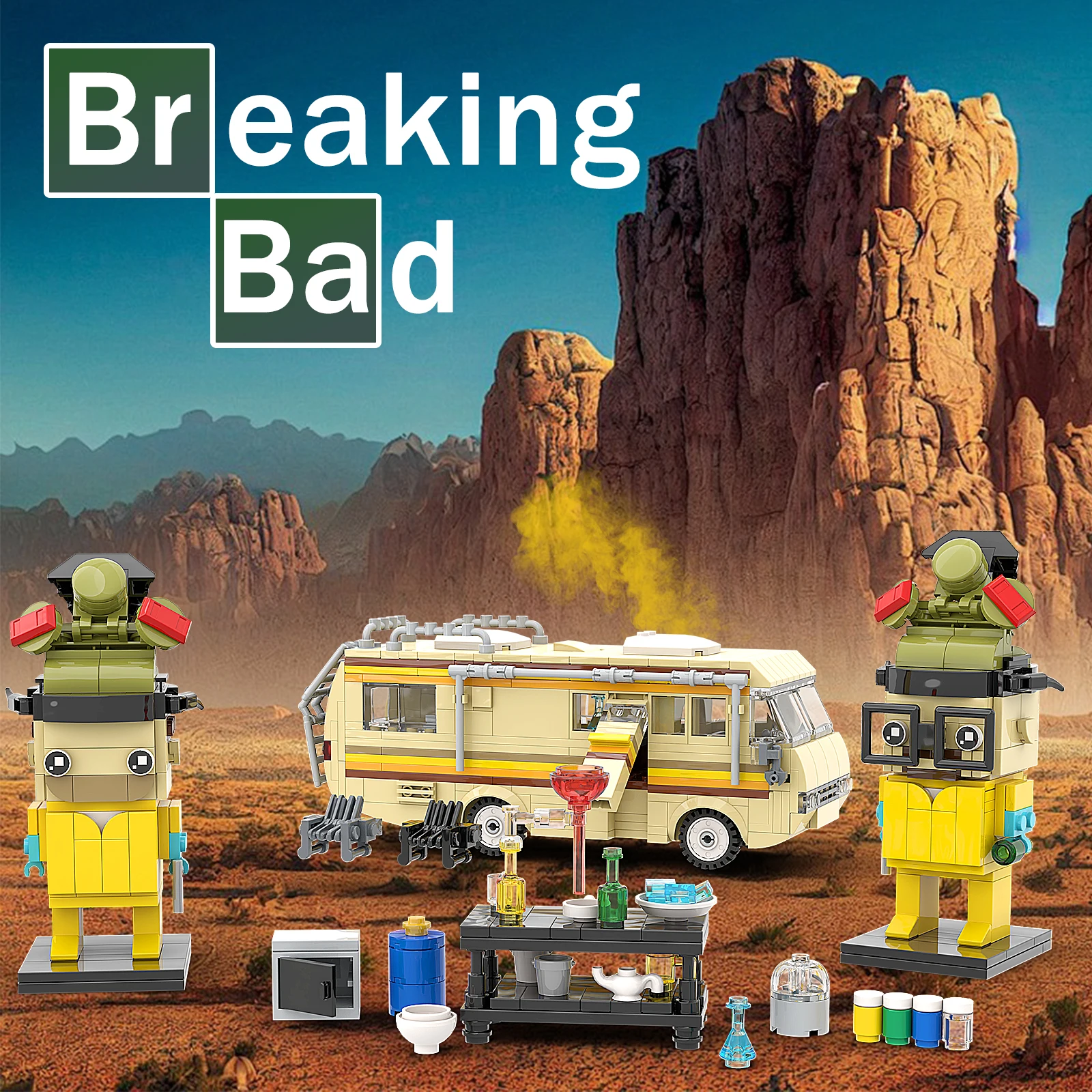 Classic Breaking Bad RV White and Pink Characters Model 3-in-1 Movie Protagonist Building Blocks Toy for Kids Adults thumbnail 5