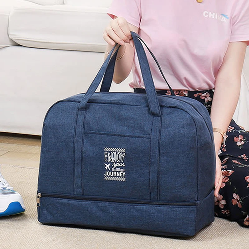 Fashion Folding Travel Bag Women Oxford Travel Weekend Overnight Bags Large Capacity Hand Luggage Tote Duffel Accessor Supplies thumbnail 2