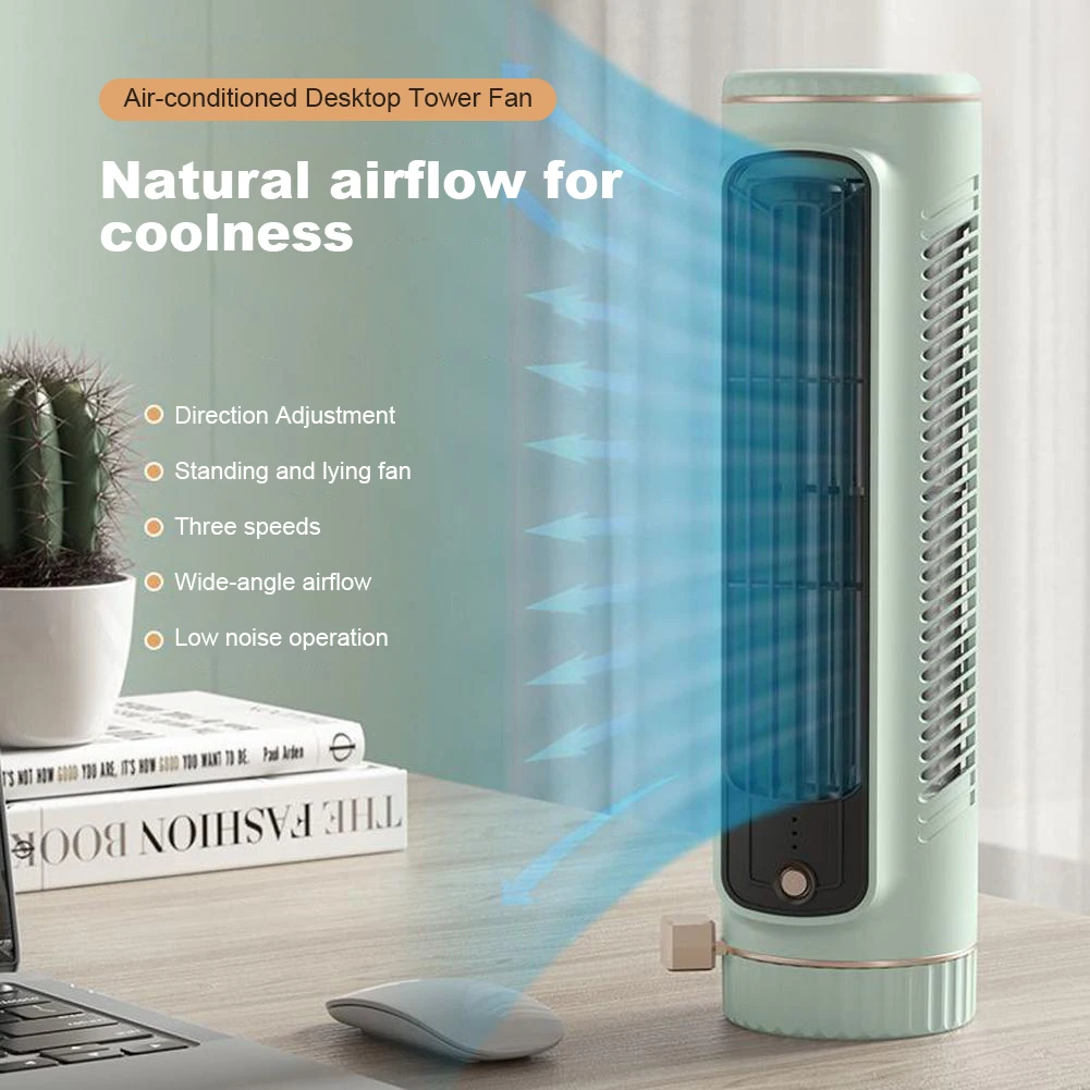 5W Tower Fan USB Charging Portable Air Conditioner Electric Vertical Fan Bladeless Summer Fan for Home Bedroom thumbnail 2