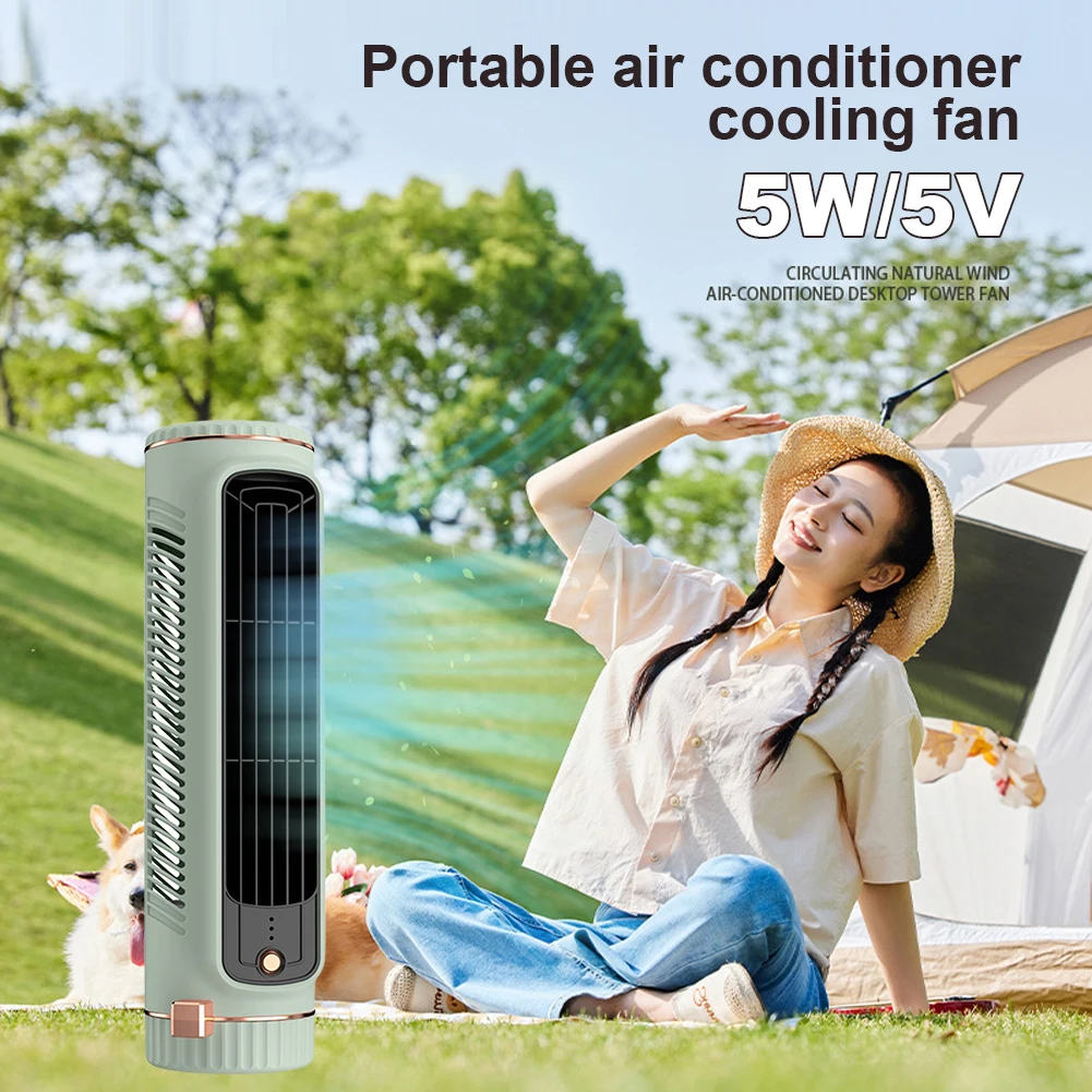 5W Tower Fan USB Charging Portable Air Conditioner Electric Vertical Fan Bladeless Summer Fan for Home Bedroom thumbnail 3
