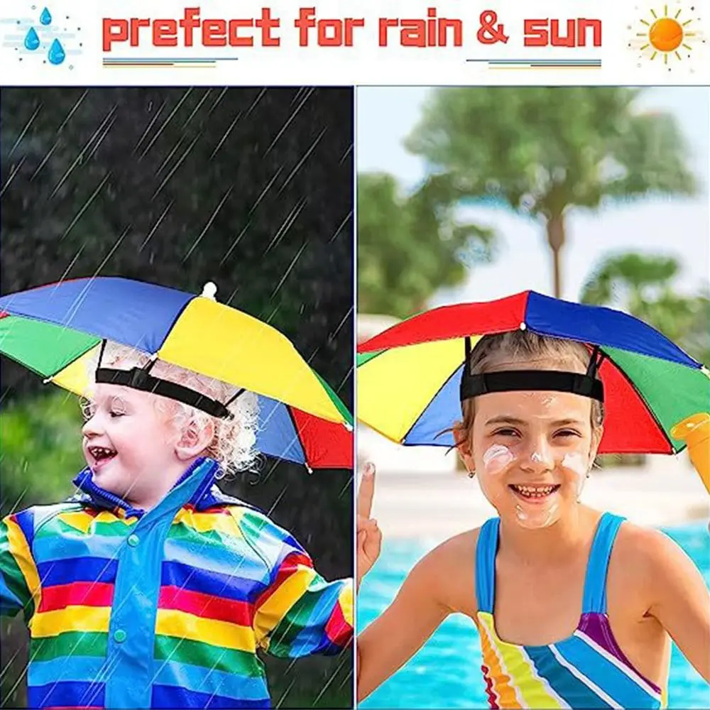 Foldable Head Umbrella Hat Windproof Fishing Head Wearing Sunshade Rain Gear Outdoor Portable Umbrella Camping Beach Head Hats thumbnail 2