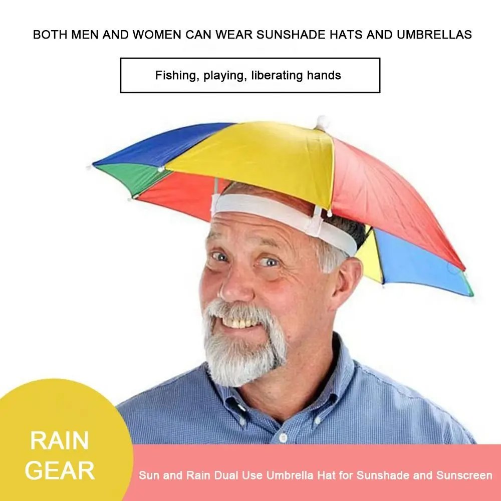 Foldable Head Umbrella Hat Windproof Fishing Head Wearing Sunshade Rain Gear Outdoor Portable Umbrella Camping Beach Head Hats thumbnail 5