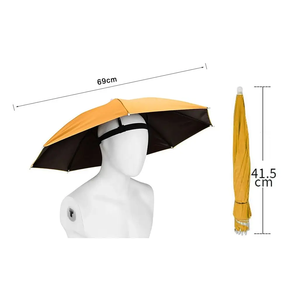 Foldable Head Umbrella Hat Windproof Fishing Head Wearing Sunshade Rain Gear Outdoor Portable Umbrella Camping Beach Head Hats thumbnail 6