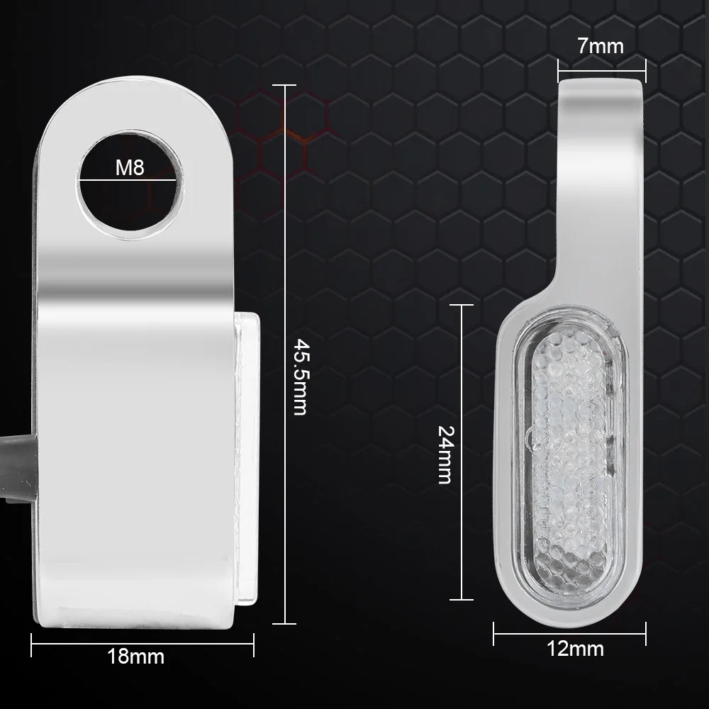 Mini Motorcycle LED Turn Light Amber 12V for Cafe Racer Bobber Cruiser Chopper Touring Bike Waterproof Side Direction Lamp Front thumbnail 2