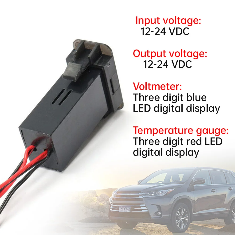 Universal LED Digital Voltmeter Gauge Car Thermometer Voltmeter Voltage Dual Display Gauge Temperature Meter Tester 12V/24V thumbnail 4