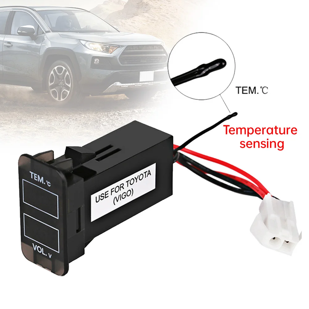 Universal LED Digital Voltmeter Gauge Car Thermometer Voltmeter Voltage Dual Display Gauge Temperature Meter Tester 12V/24V thumbnail 2