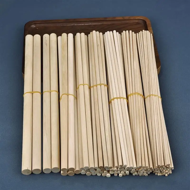 Round Wooden Stick 300mm Long DIY Wood Handmade 3/4/6/8/10/12/14mm Diameter Durable Dowel Building Model Woodworking Tool thumbnail 2
