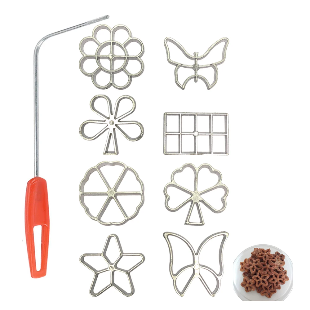5-Piece Cast Iron Rosette Cookie Maker Set - Versatile Molds with Handle for Easy Use - Perfect for Festive Baking & Family
