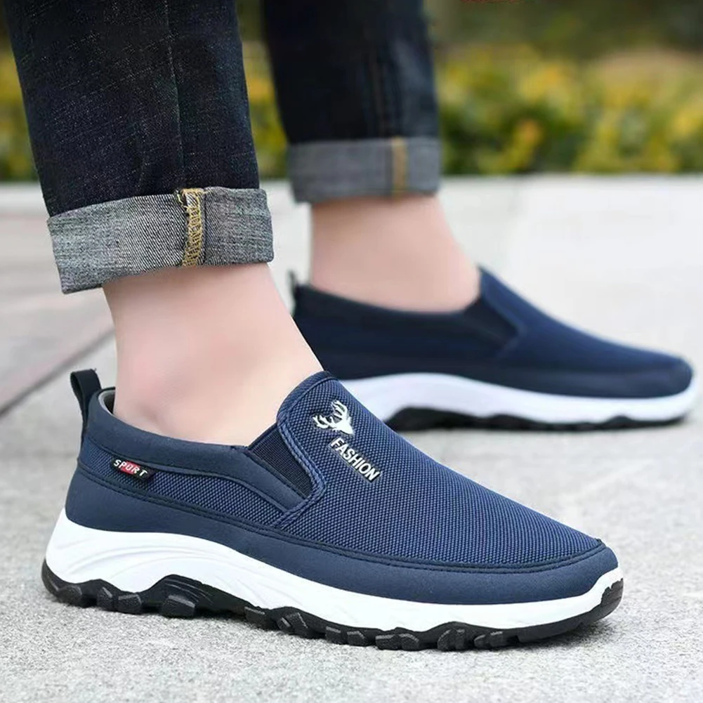 Men Casual Canvas Shoes Lightweight Summer Mesh Shoes Breathable Slip on Flats Men Fashion Walking Shoes Soft Loafers for Men thumbnail 6