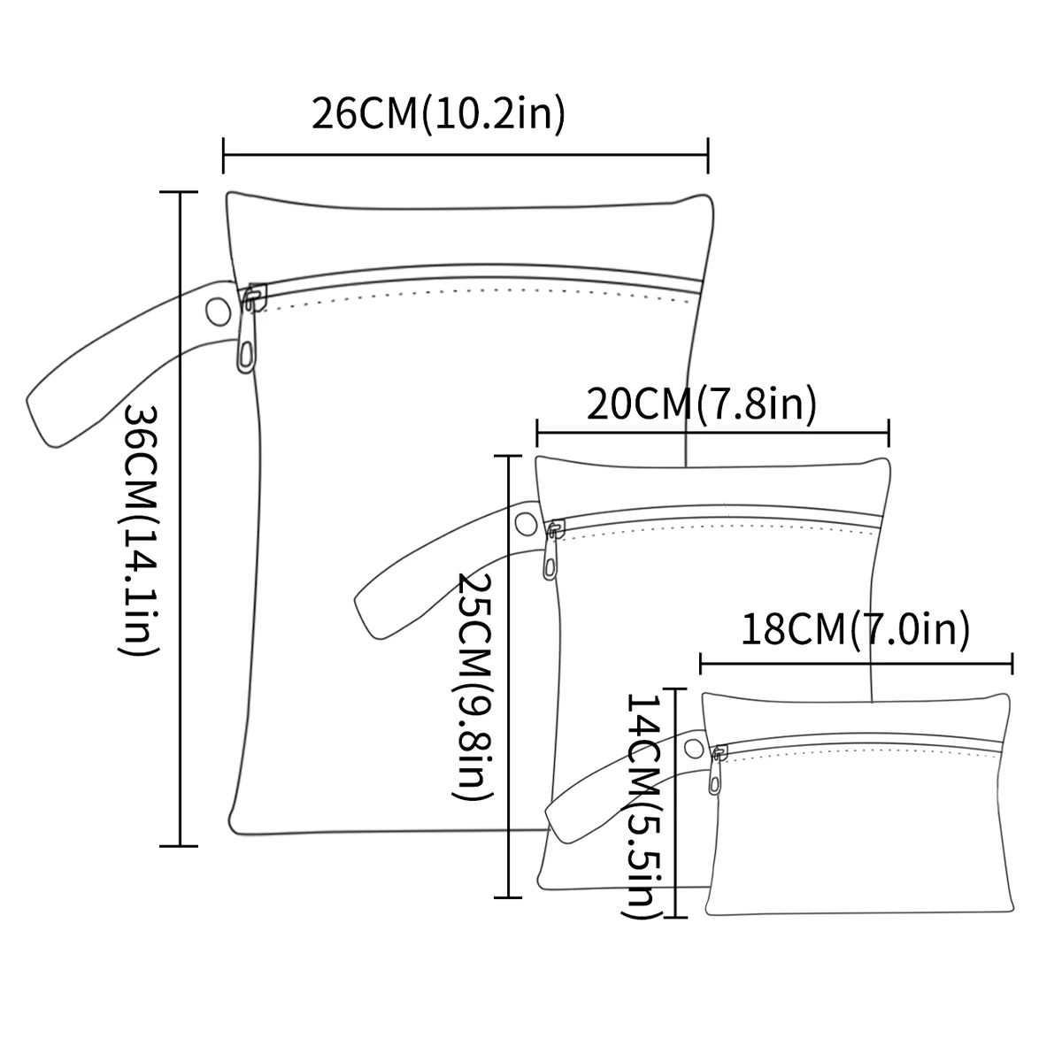 3Pcs/S Different Size Waterproof Wet Bag Wet Dry Bags For Baby Cloth Diapers&Breast Pump Part Organizer For Swimsuit Wet Clothes thumbnail 2