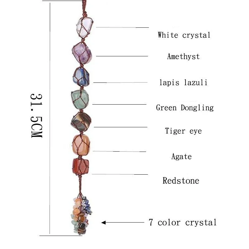 7 Colors Chakra Gemstone Car Pendant Home Hanging Ornament Natural Stone Tassel Spiritual Meditation Auto Interior Decoration thumbnail 2