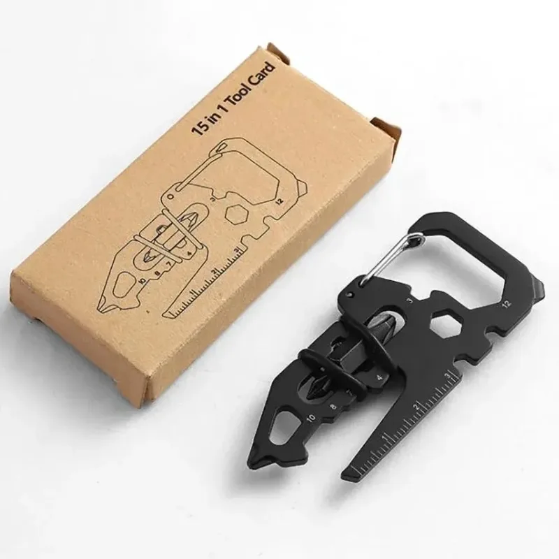 Stainless Steel Outdoor Tools Carabiner Clip Bottle Opener Keychain Ring Multifunction Card Tool Camping Climbing Accessories thumbnail 6