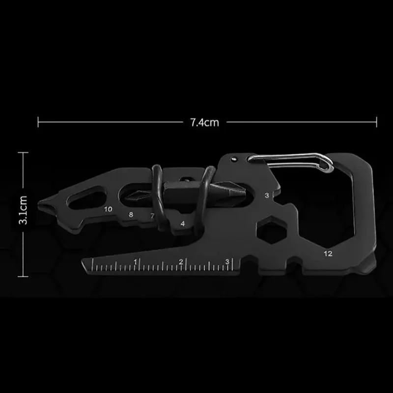 Stainless Steel Outdoor Tools Carabiner Clip Bottle Opener Keychain Ring Multifunction Card Tool Camping Climbing Accessories thumbnail 3