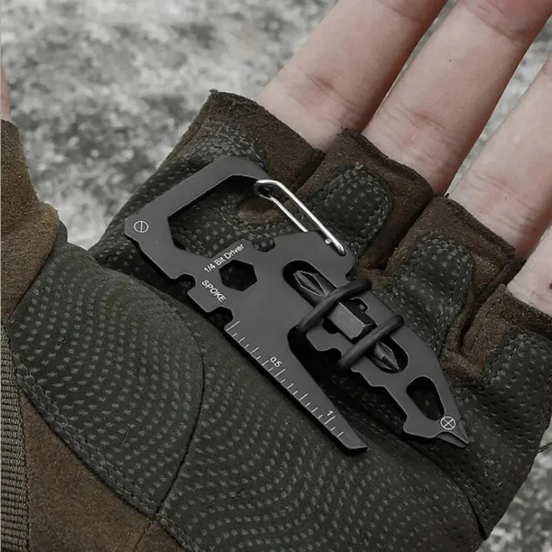 Stainless Steel Outdoor Tools Carabiner Clip Bottle Opener Keychain Ring Multifunction Card Tool Camping Climbing Accessories thumbnail 5