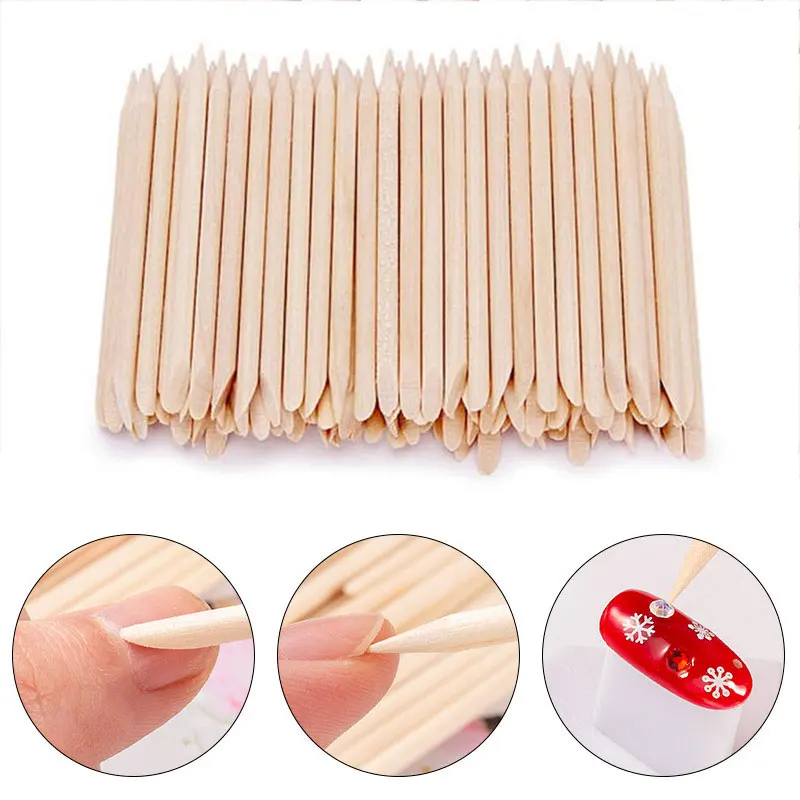 Nail Orange Wood Sticks 100/500Pcs Double Head Cuticle  Pusher Remover Pedicure Manicure Sticks Tool 11.5cm Rhinestone Picking thumbnail 2