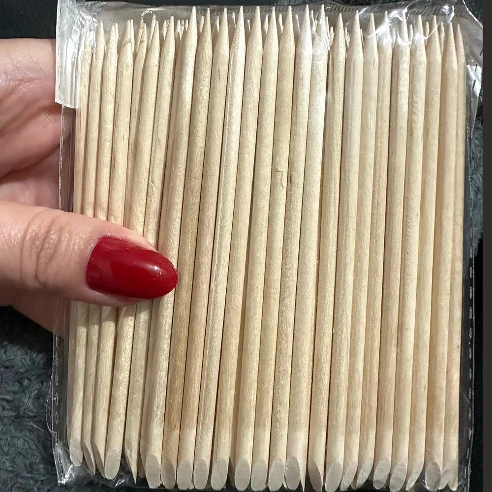 Nail Orange Wood Sticks 100/500Pcs Double Head Cuticle  Pusher Remover Pedicure Manicure Sticks Tool 11.5cm Rhinestone Picking thumbnail 3