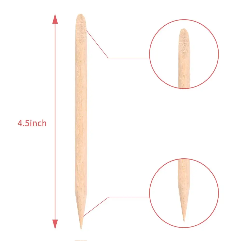 Nail Orange Wood Sticks 100/500Pcs Double Head Cuticle  Pusher Remover Pedicure Manicure Sticks Tool 11.5cm Rhinestone Picking thumbnail 5