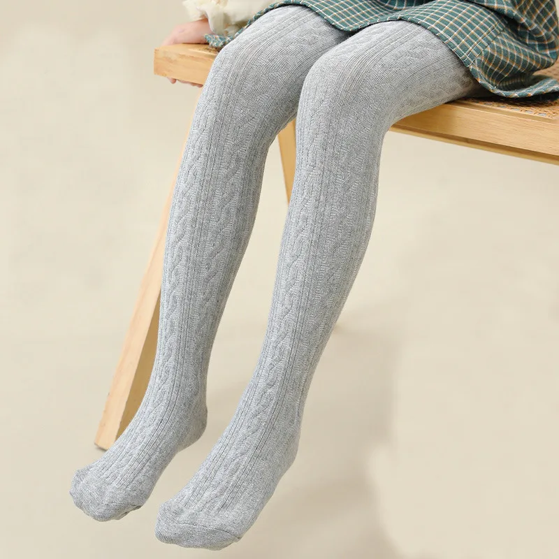 0 to 12 Yrs Combed Cotton Children's Tights Cable Knitted Girls Pantyhose High Quality Warm Tights Baby Girls Clothes thumbnail 2