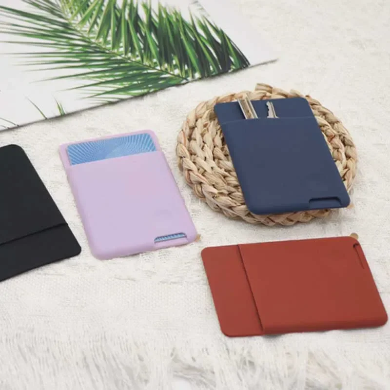 Phone Wallet Case Card Holder Self-Adhesive Silicone Pocket Stick ID Bank Credit Card Storage Card Holder Bag Accessory Purse thumbnail 3