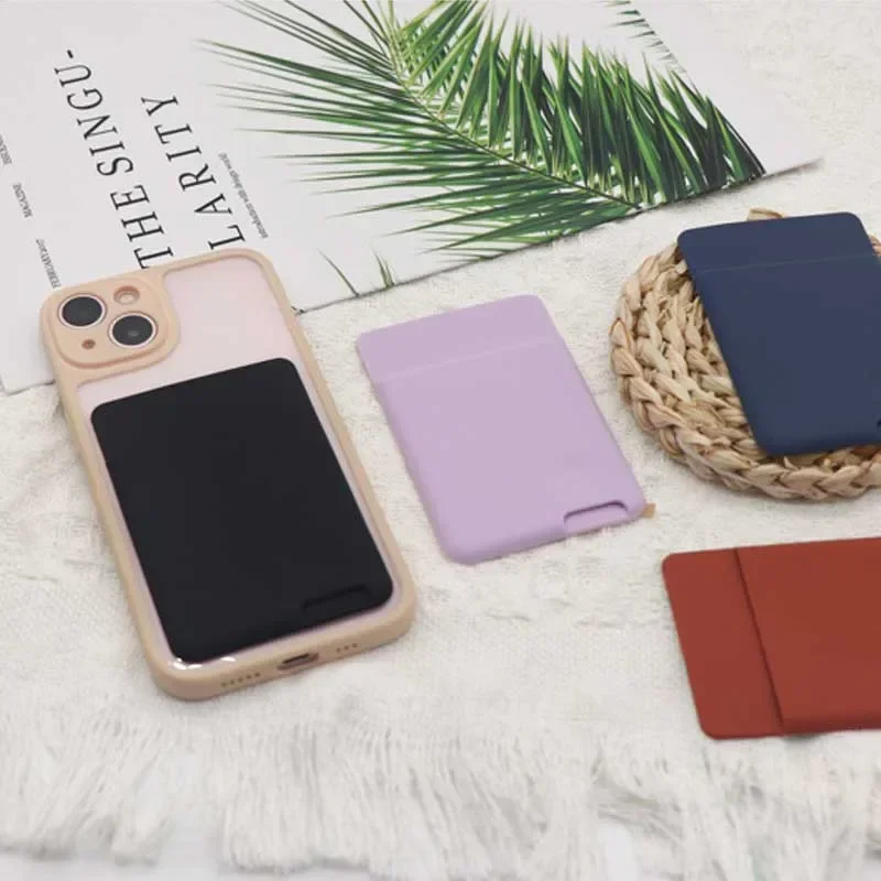 Phone Wallet Case Card Holder Self-Adhesive Silicone Pocket Stick ID Bank Credit Card Storage Card Holder Bag Accessory Purse thumbnail 4