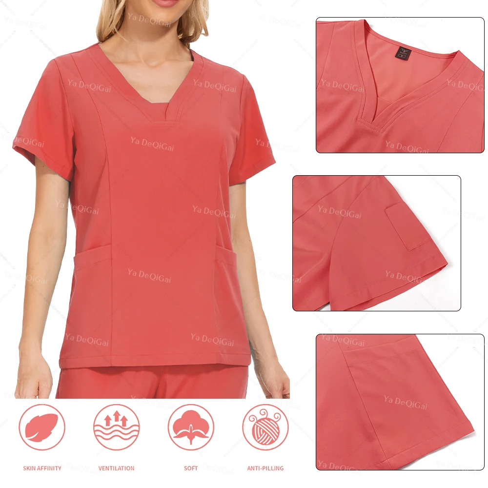 Anti-Wrinkle Premium Fabric Clinical Uniforms Washable Nurse Uniforms Medical Scrubs Sets Surgical Blouse Pockets Straight Pants thumbnail 4