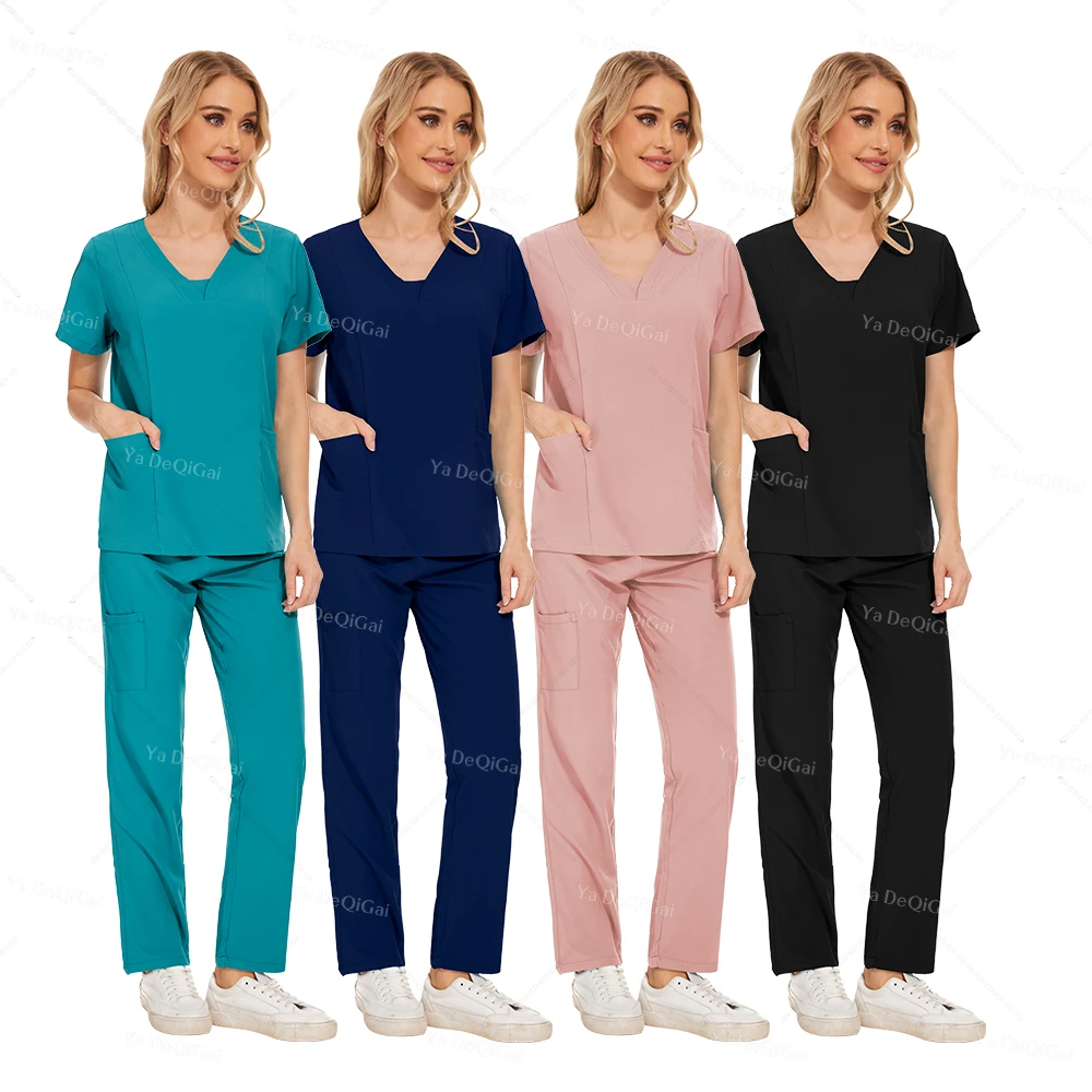 Anti-Wrinkle Premium Fabric Clinical Uniforms Washable Nurse Uniforms Medical Scrubs Sets Surgical Blouse Pockets Straight Pants thumbnail 3