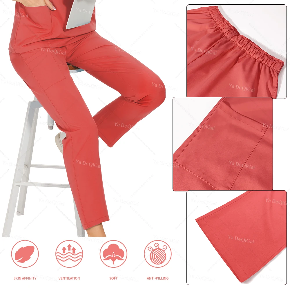 Anti-Wrinkle Premium Fabric Clinical Uniforms Washable Nurse Uniforms Medical Scrubs Sets Surgical Blouse Pockets Straight Pants thumbnail 5