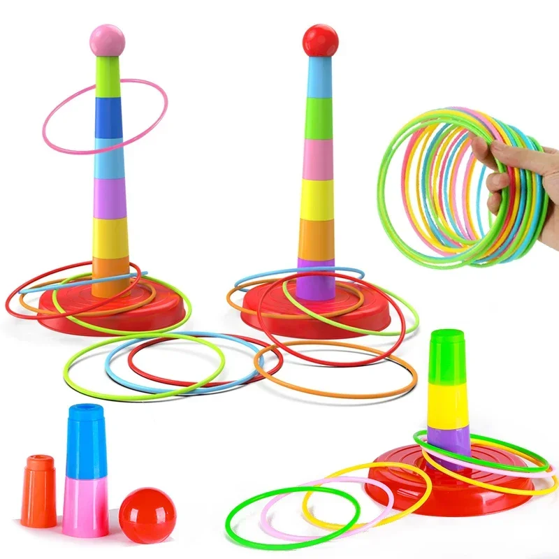 Children Throw Circle Game Ferrule Stacked Toys Fun Indoor Outdoor Parent-Child Interactive Circle Layers Early Education Gift thumbnail 2