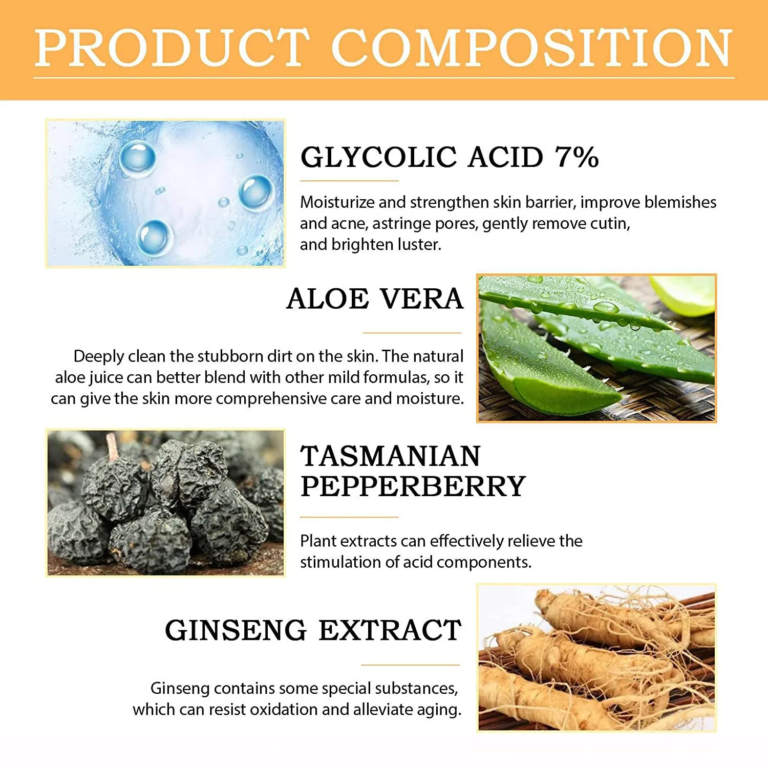 100ml Glycolic Acid 7% Toning Solution To Remove Acne and Moisturize Skin Rejuvenating Lotion thumbnail 3