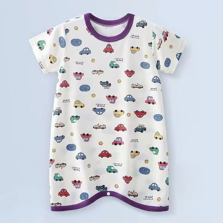 Baby Summer Sleepsuit Thin Ice Silk for Cool Comfort Anti-Kick Feature to Keep Baby Safe Unisex Homewear Sleepwear Robes thumbnail 2