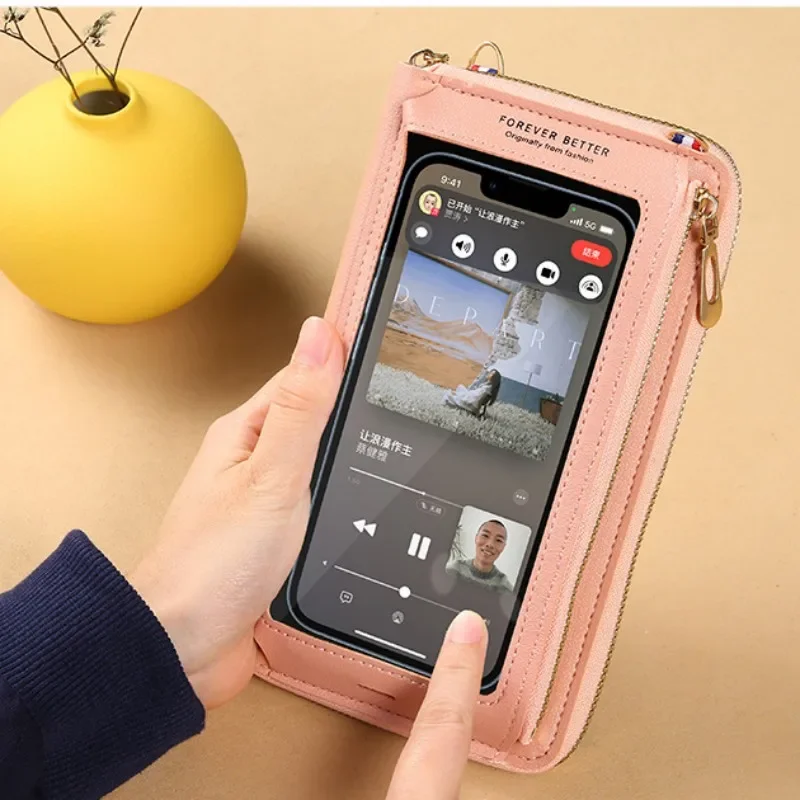 Women Crossbody Bags Touch Screen Cell Phone Purse 2023 Fashion Shoulder Bag Mobile Mini Wallet Card Holder Handbag for Female thumbnail 2