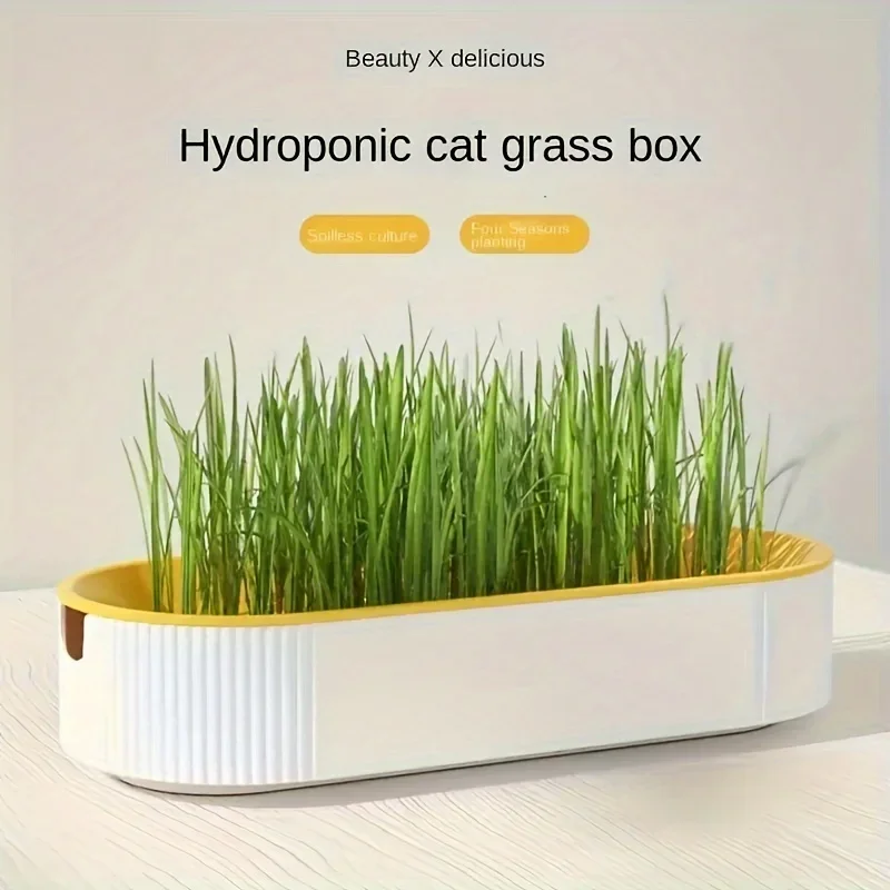 Hydroponic Cat Grass Planter Box Growing Pot Reusable Cat Snack Catnip Planting Container Soil-Free Easy-to-Use Home Supplies thumbnail 2