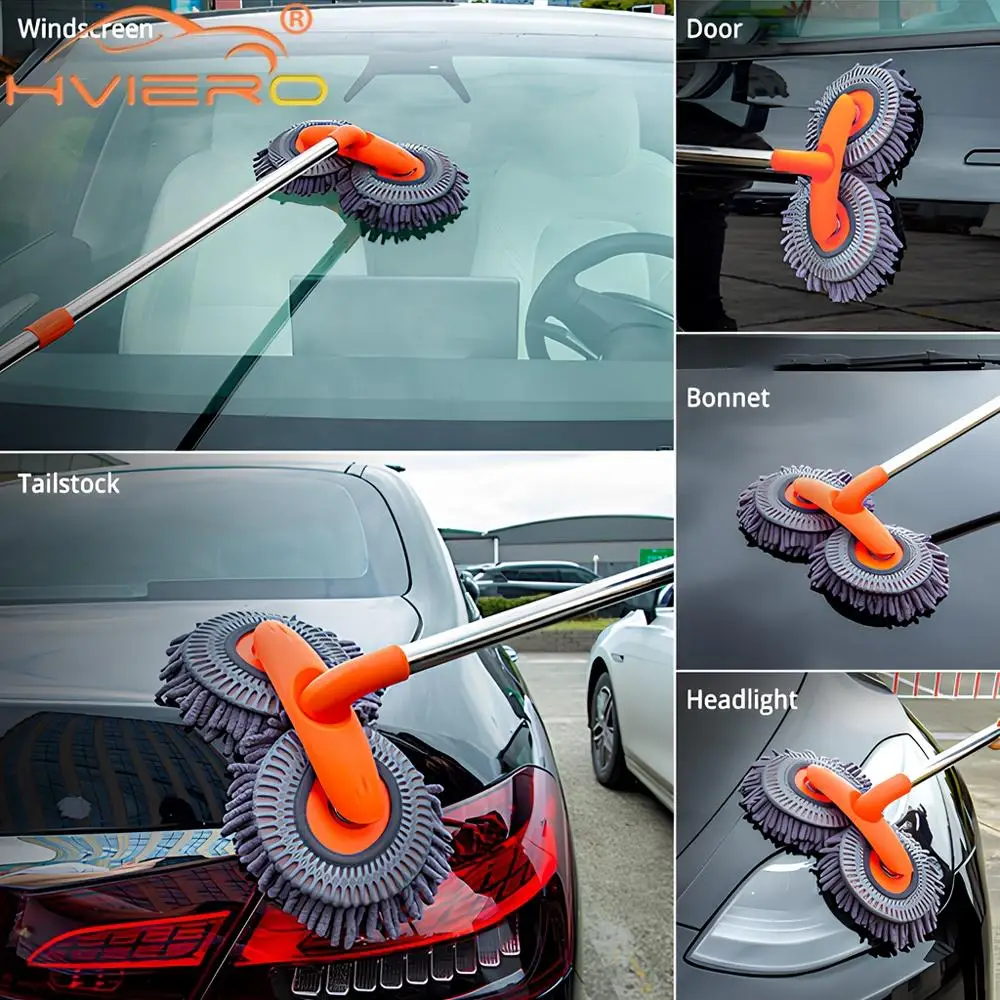 1X Car Cleaning Wash Multipurpose Kit Microfiber Brush Mop Sponge Wipe Auto Home Tools Universal Clean Accessories Yellow Gray thumbnail 6